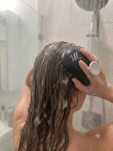 Siliconen Scalp Massager & Hoofdmassage Borstel voor in de Douche - Zwart - Mia & Annet®