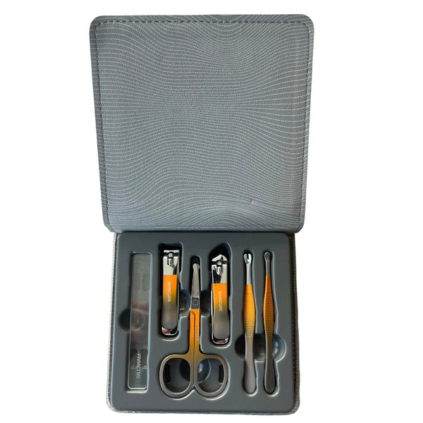 Luxe 6-Delige Manicureset & Verzorgingsset in Lederen Etui - Nagelvijl, Nagelknipper & Schaar - Zwart - Medies®