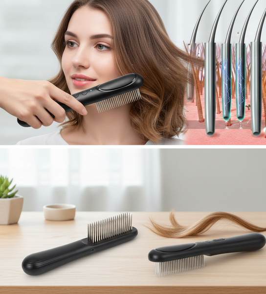 Elektrische Luizenkam met USB-C Oplaadbaar & Reinigingsborstel - Zwart - Medies®