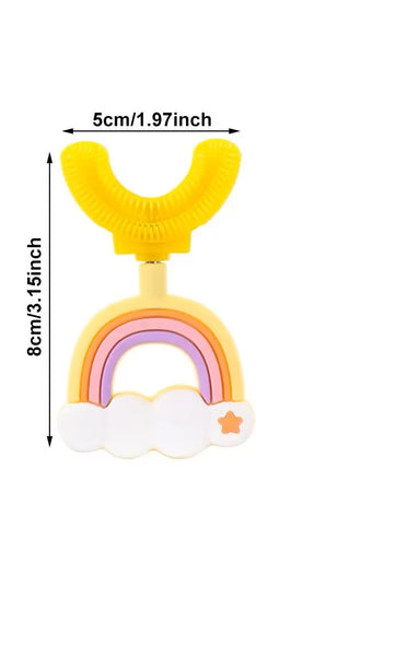 Babyzap - 360° U-vormige kindertandenborstel regenboog geel | baby tandenborstel | kindertandenborstel | peuter tandenborstel | U-vorm-siliconen-bpo free - 2 tot 7 jaar