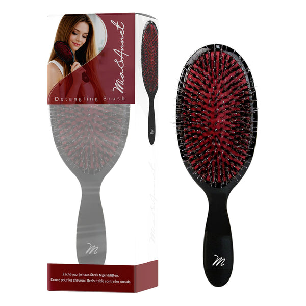 Luxe Antiklit Haarborstel - Varkenshaar & Nylon Pinnen - Pijnloos Ontklitten en Extra Glans – Mia & Annet®